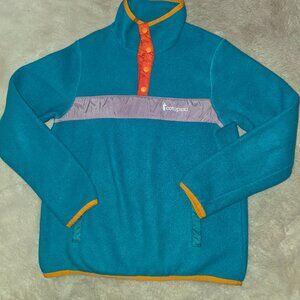 Cotopaxi teca fleece pullover - size M - teal and orange colorway
